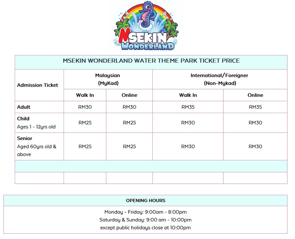 Msekin Wonderland Water Theme Park Ticket Price